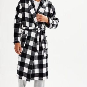 Black and White Checkered Men's Coat
